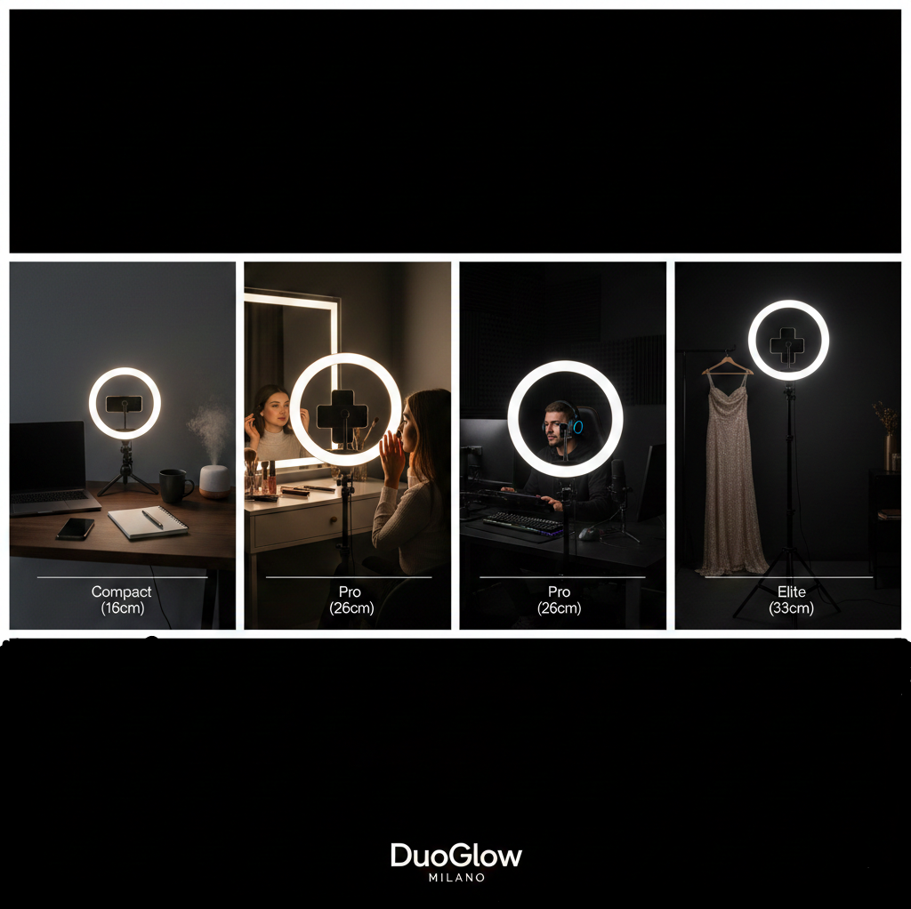 DuoGlow Studio™ - Minimal LED Ring Light con Supporto Smartphone