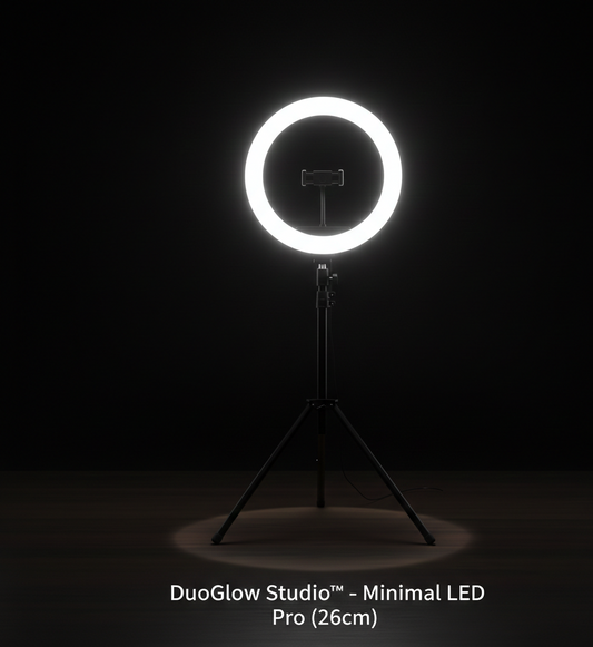 DuoGlow Studio™ - Minimal LED Ring Light con Supporto Smartphone
